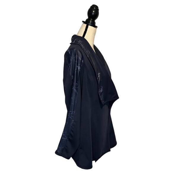 Diane Gilman Jacket Stretch Women's Size XL Blue Marble Cozy Office Casual - Picture 2 of 9